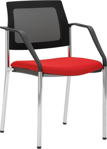 Thumbnail - Mayer Sitzmöbel Stapelstuhl »2519«, BxHxL: 59 x 83 x 56 cm, Stahl/Stoff/Netz - rot