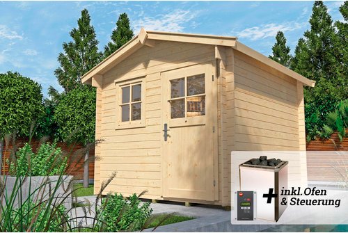 WEKA Saunahaus »MIKKELI«, BxHxT: 300 cm x 255 cm x 284 cm, mit Holztür - braun