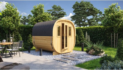 WOLFF FINNHAUS Fasssauna »Cube 230«, BxHxT: 210 x 216 x 230 cm, Fichtenholz - braun