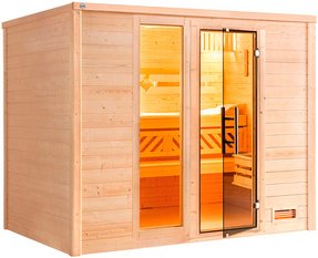 WEKA Massivholzsauna »BERGEN 3«, 6 Personen, inkl. 9 kW Ofen mit externer Steuerung - braun
