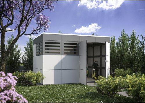 SKANHOLZ Gartenhaus »Sydney 4«, Holz, BxHxT: 337 x 223 x 253 cm (Außenmaße inkl. Dachüberstand) - grau