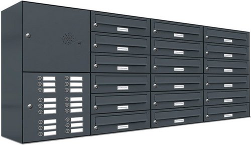 AL BRIEFKASTENSYSTEME Briefkasten, Parteien: 18, BxHxT: 153,2 x 69 x 27,5 cm - grau