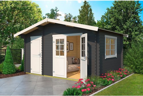 LASITA MAJA Gartenhaus »Keila«, BxHxT: 475,9 x 256,5 x 350 cm (Außenmaße inkl. Dachüberstand), Holz - grau