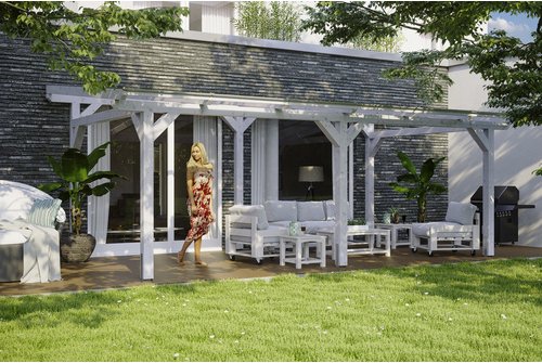 SKANHOLZ Terrassenüberdachung »Siena«, Breite: 648 cm, Dach: Polycarbonat (PC), weiß - weiss