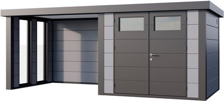 Telluria Gerätehaus »Classico«, BxHxT: 572 x 219 x 258 cm (Außenmaß inkl. Dachüberstand) - grau