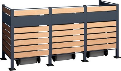 Westmann Mülltonnenbox »Planum«, BxHxT: 250 x 120 x 90 cm, für 3 x 240 L Mülltonnen, Stahl - braun