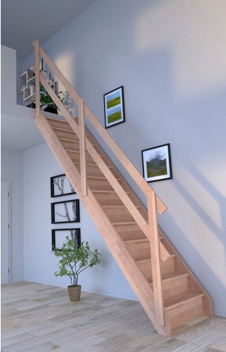 STARWOOD Raumspartreppe »Rhodos«, Buchenholz, 13 Stufen, max. Geschosshöhe 300 cm - braun