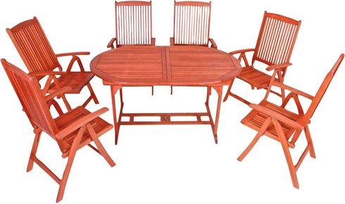 GARDEN PLEASURE Gartenmöbelset, 6 Sitzplätze, Eukalyptusholz - beige