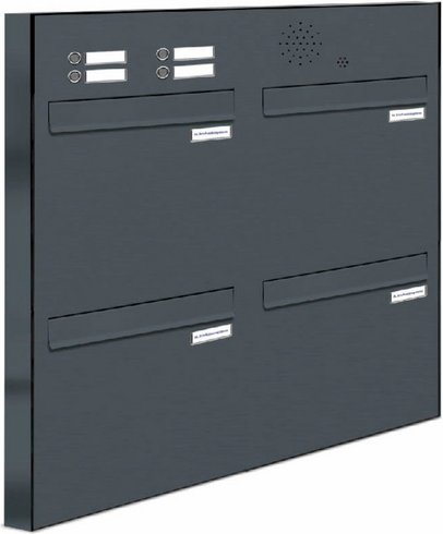 Thumbnail - AL BRIEFKASTENSYSTEME Briefkasten, Parteien: 4, Zaundurchwurf, BxHxT: 153,206 x 79,8 x 11,6 cm - grau