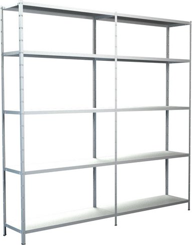 SCHULTE REGALWELT Grundregal mit Anbauregal, HxBxT 200 x 200 x 35 cm, 425 kg Traglast (max.), 10 Böden - weiss