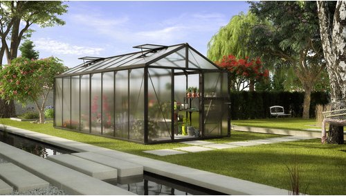 VITAVIA Gewächshaus »Zeus«, 15,7 m², Kunststoff/Aluminium, winterfest - schwarz