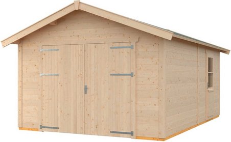 SKANHOLZ Holzgarage »Varberg«, BxT: 370 x 525 cm (Außenmaße), Holz - beige