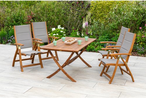 Thumbnail - MERXX Gartenmöbelset »Acapulco«, 6 Sitzplätze, Akazienholz/Textil - grau