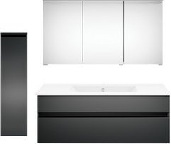 Get2You Badmöbel-Set »twenty one«, 4-teilig, Waschbecken BxHxT: 122 x 1,5 x 51 cm, montiert - grau