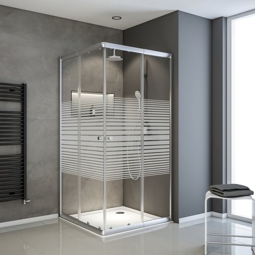 Thumbnail - SCHULTE Eckeinstieg »Sunny«, variabel, mit Schiebetüren, BxH: 75-90 x 180 cm, Griffform: Rund - silberfarben