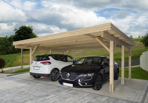 Mr. GARDENER Doppelcarport »Modern 1«, Außenmaß BxT: 600 x 510 cm, braun, Holzart: Fichte - beige