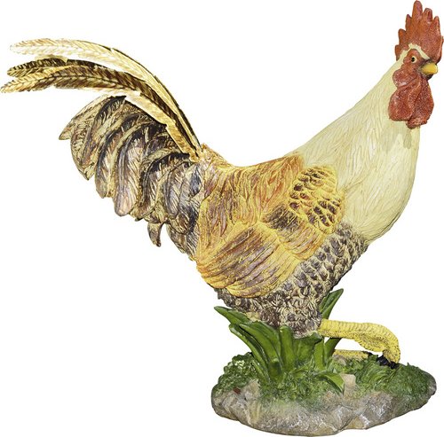 GRANIMEX Teichfigur »Tony«, Hahn mit Metallfeder, Polystone, bunt