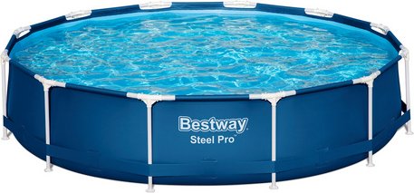 BESTWAY Pool, Set mit Filterpumpe Ø 366 x 76 cm, dunkelblau, rund