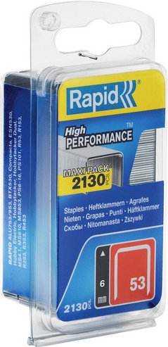 RAPID Tackerklammern, 8 mm, Heftklammer Typ 53, 2000 St., in Blisterverpackung - silberfarben