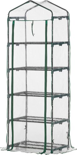 Outsunny Mini-Gewächshaus, BxHxL: 49 x 193 x 69 cm, Stahl/PVC-Kunststoff - transparent