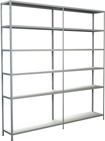 SCHULTE REGALWELT Grundregal mit Anbauregal, HxBxT 230 x 220 x 35 cm, 510 kg Traglast (max.), 12 Böden - weiss