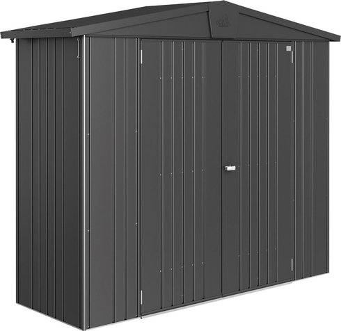 BIOHORT Gerätehaus »Europa«, Stahl, BxHxT: 244 x 203 x 84 cm (Außenmaße inkl. Dachüberstand) - grau