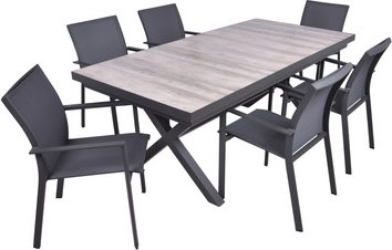 GARDEN PLEASURE Gartenmöbelset »RANA«, 6 Sitzplätze, max. Belastung: 110 kg - grau