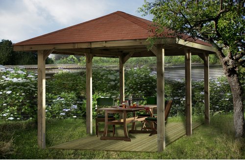 WEKA Carport »651«, Außenmaß BxT: 584 x 333 cm, grün - braun