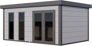 Telluria Gerätehaus »Luminato«, BxHxT: 568 x 265 x 388 cm (Außenmaß inkl. Dachüberstand) - grau