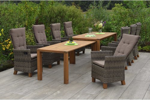 Thumbnail - MERXX Gartenmöbelset »Toskana«, 8 Sitzplätze, Aluminium/Kunststoff/Akazienholz, inkl. Auflagen - beige