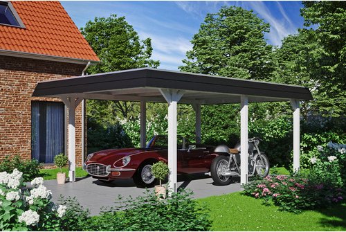 SKANHOLZ Carport »Wendland«, BxT: 409 x 628 cm, Firsthöhe: 247 cm, farbbehandelt - weiss