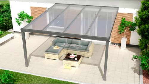 GARDENDREAMS Terrassenüberdachung »Expert«, BxT: 400 x 400 cm, grau / RAL9007