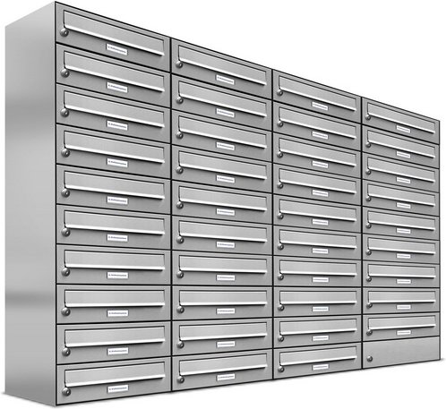 AL BRIEFKASTENSYSTEME Briefkasten, Parteien: 39, Aufputzmontage, BxHxT: 153,153 x 115,0 x 27,5 cm - silberfarben