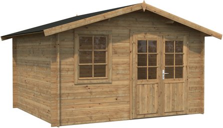 PALMAKO Blockbohlenhaus »Klara«, Holz, BxHxT: 424 x 245 x 350 cm (Außenmaße inkl. Dachüberstand) - braun