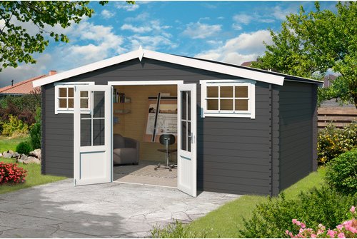 LASITA MAJA Gartenhaus »Boston«, BxHxT: 518,6 x 245,1 x 312 cm (Außenmaße inkl. Dachüberstand), Holz - grau