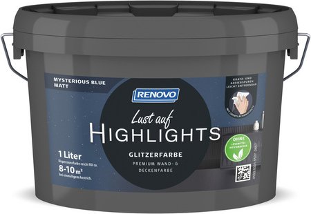 RENOVO Innenfarbe, »Lust auf HIGHLIGHTS«, Mysterious Blue, matt, 1 l - blau
