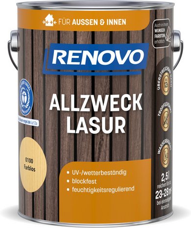RENOVO Allzwecklasur, wb 2,5L farblos 0100 - transparent