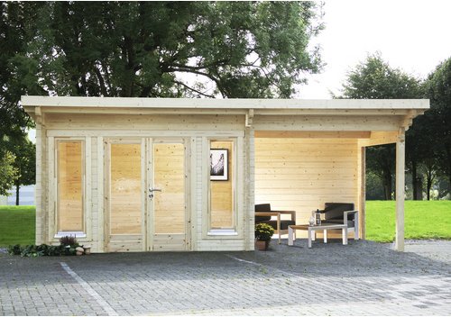 WOLFF FINNHAUS Gartenhaus »Trondheim 70-B XL«, Holz, BxHxT: 680 x 256 x 380 cm (Außenmaße inkl. Dachüberstand) - braun