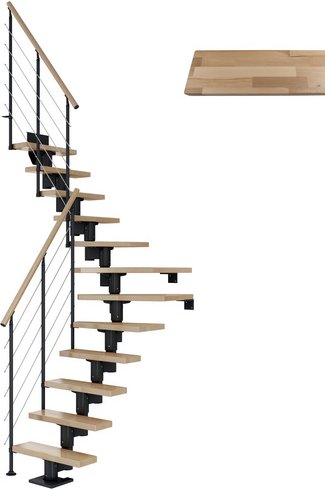 Thumbnail - DOLLE Mittelholmtreppe »Dublin«, buchenholz, 11 Stufen, bis 270cm Raumhöhe - grau