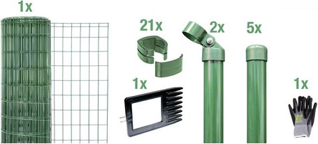 Gust. Alberts GmbH & Co. KG Set Maschendrahtzaun zum Einbetonieren »Fix-Clip Pro«, Breite: 1000cm, grün - gruen
