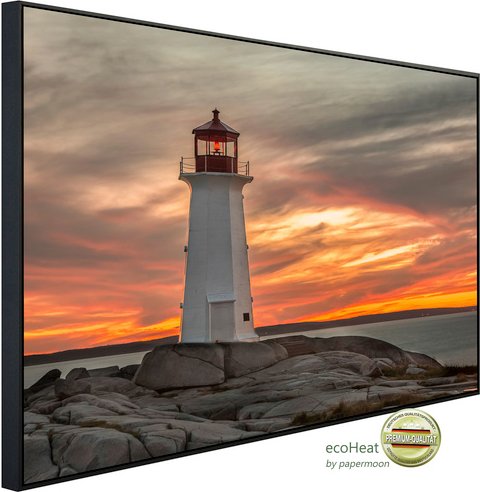 Thumbnail - papermoon Infrarotheizung »EcoHeat - Leuchtturm Peggy Cove Sonnenuntergang«, Matt-Effekt - bunt