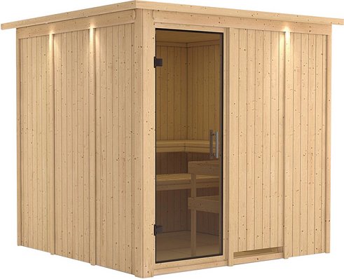 KARIBU Sauna »Valga«, für 4 Personen, ohne Ofen - beige