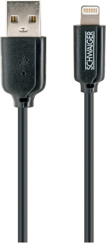 SCHWAIGER Kabel, 1x USB / 1x Lightning, Schwarz, 0,5 m