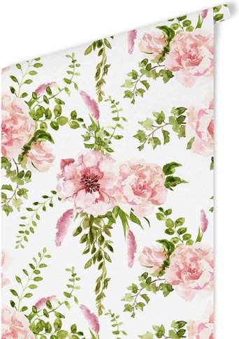 K&L Wall Art Vliestapete »Vintage Vliestapete«, Rosa Frühling Floral, mehrfarbig, matt - bunt