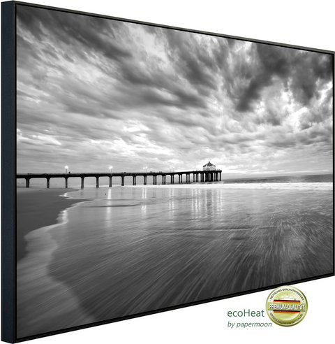 papermoon Infrarotheizung »EcoHeat - Strand Schwarz + Weiss«, Matt-Effekt - bunt