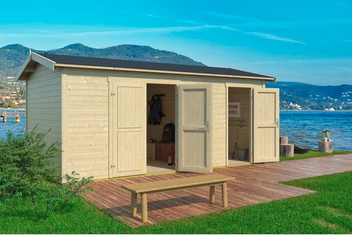 Thumbnail - LASITA MAJA Gartenhaus »Tuvalu XL«, Holz, BxHxT: 540 x 250,8 x 331,2 cm (Außenmaße inkl. Dachüberstand) - braun | beige