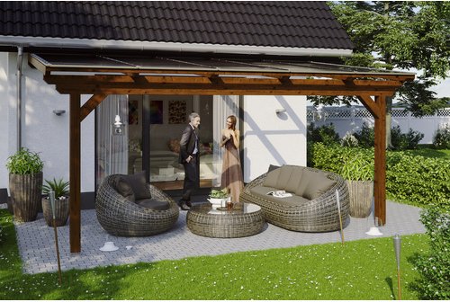 SKANHOLZ Terrassenüberdachung »Ancona«, Breite: 541 cm, Dach: Polycarbonat (PC), nussbaum - braun