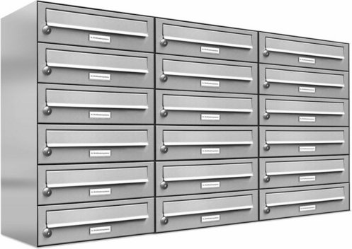 AL BRIEFKASTENSYSTEME Briefkasten, Parteien: 18, BxHxT: 115,9 x 69 x 27,5 cm - silberfarben