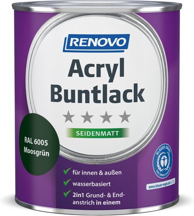 RENOVO Acryl-Buntlack, seidenmatt, mossgrün RAL 6005, 0,75l - gruen