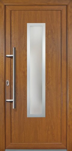 Meeth Kunststoff-Haustür »Signum Exklusiv«, satiniertes Glas, golden oak, nach Innen öffnend, ohne Türgriff - goldfarben